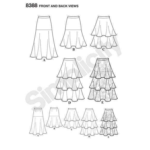 Simplicity Misses' Skirts with Length and Flounce Variations 8388 Size 6-14 - Picture 2 of 3